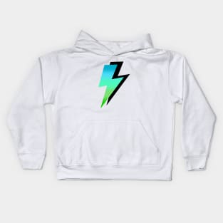 Blue to Green and Black Lightning Bolts Kids Hoodie